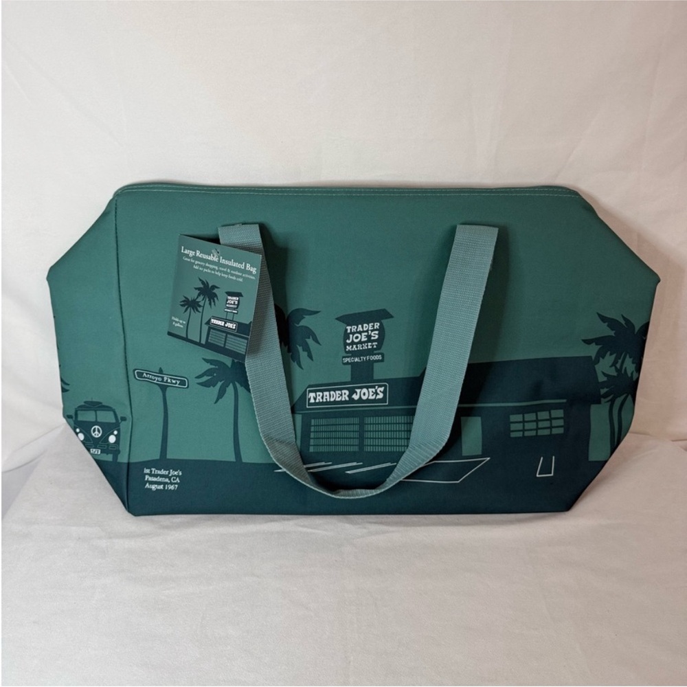 NWT Trader Joe's Large Dusty Blue Insulated Tote Bag, 8 gallon - Picture 5 of 6